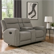 Cory Manual Recliner Loveseat- 78 Inch- Center Console- Gray Polyester
