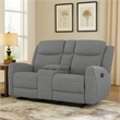 Cory Manual Recliner Loveseat- 78 Inch- Center Console- Gray Polyester