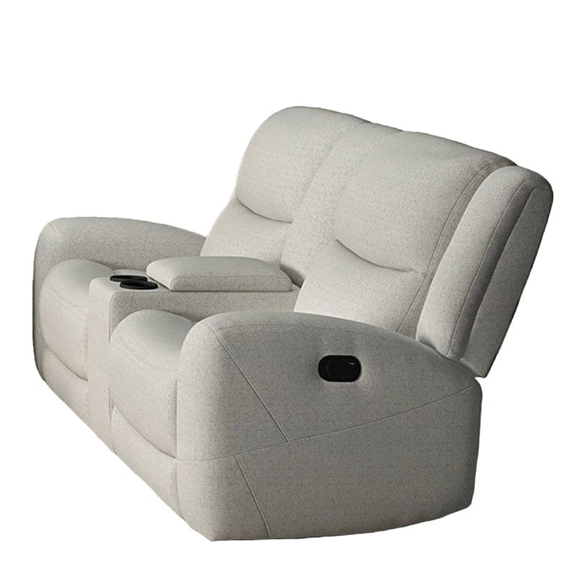 Gira Manual Recliner Loveseat with Center Console- 79 Inch- Wood- Beige