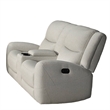 Gira Manual Recliner Loveseat with Center Console- 79 Inch- Wood- Beige