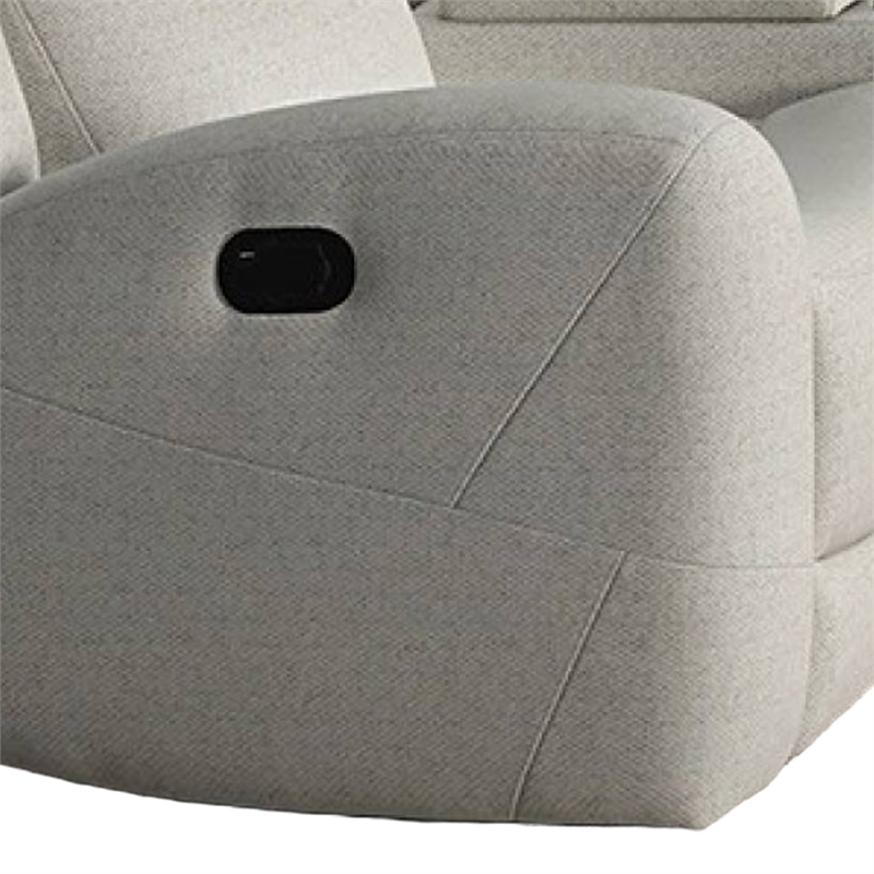 Gira Manual Recliner Loveseat with Center Console- 79 Inch- Wood- Beige