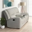 Gira Manual Recliner Loveseat with Center Console- 79 Inch- Wood- Beige