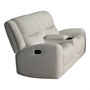 Gira Manual Recliner Loveseat with Center Console- 79 Inch- Wood- Beige