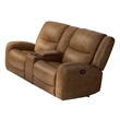 Leos Loveseat- Manual Reclining- Center Console- 79 Inch- Brown Leather