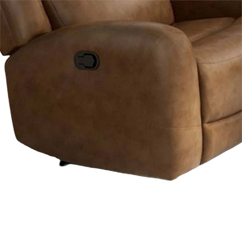 Leos Loveseat- Manual Reclining- Center Console- 79 Inch- Brown Leather