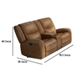Leos Loveseat- Manual Reclining- Center Console- 79 Inch- Brown Leather