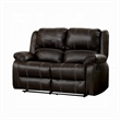 Zuru Motion Manual Recliner Loveseat- Pillow Top- Brown Faux Leather