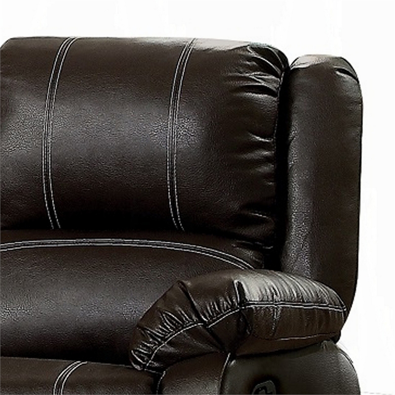 Zuru Motion Manual Recliner Loveseat- Pillow Top- Brown Faux Leather