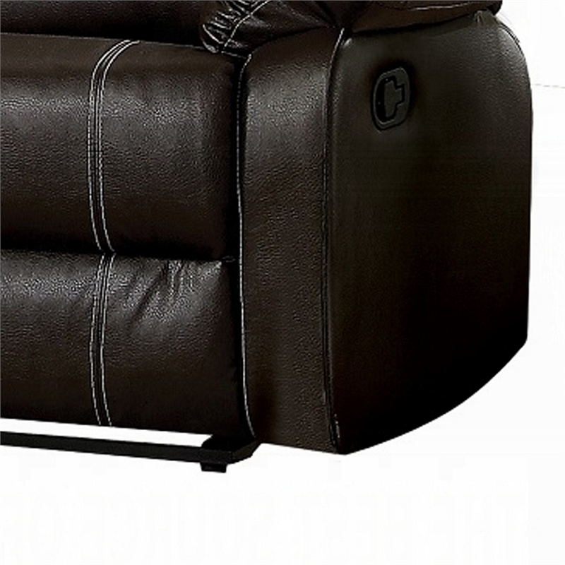 Zuru Motion Manual Recliner Loveseat- Pillow Top- Brown Faux Leather