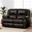 Zuru Motion Manual Recliner Loveseat- Pillow Top- Brown Faux Leather