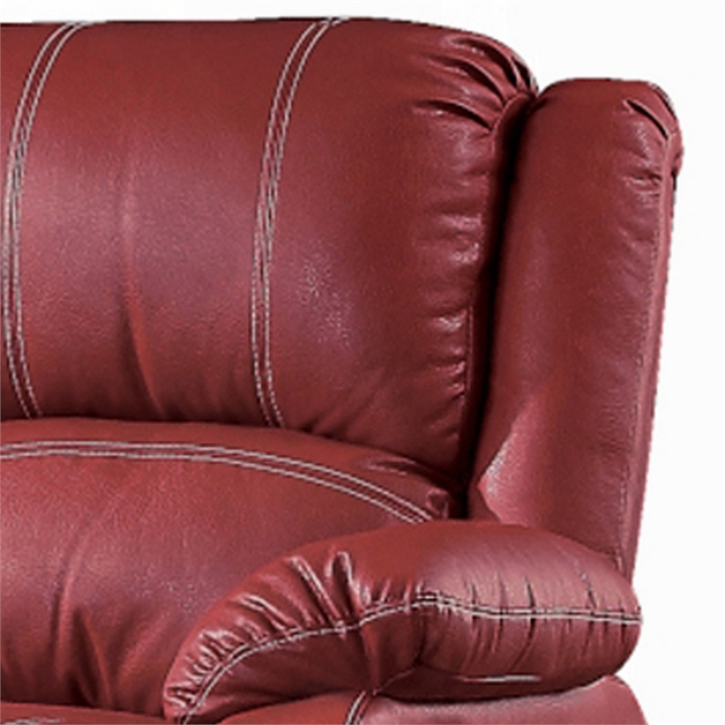 Zuru Motion Manual Recliner Loveseat- Pillow Top- Red Faux Leather