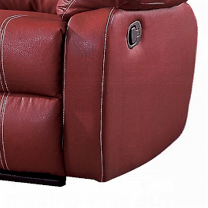 Zuru Motion Manual Recliner Loveseat- Pillow Top- Red Faux Leather