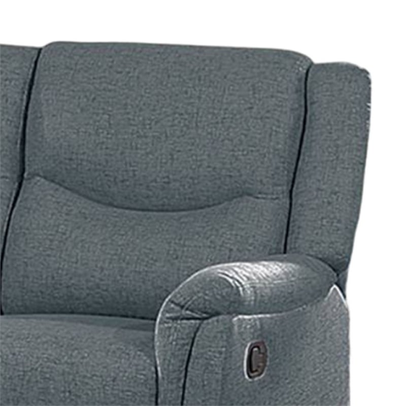 Ammy Manual Recliner Loveseat- 53in Solid Wood- Dark Gray Faux Burlap