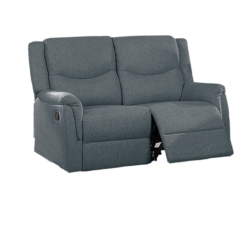 Ammy Manual Recliner Loveseat- 53in Solid Wood- Dark Gray Faux Burlap