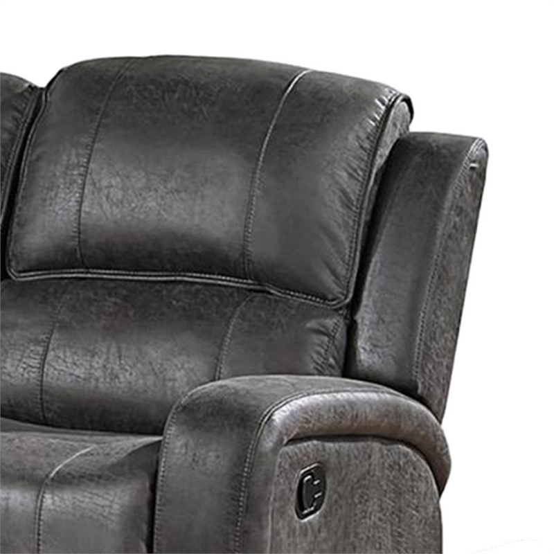 Charles Manual Recliner Loveseat- Smoke Gray Faux Leather- 55 Inch