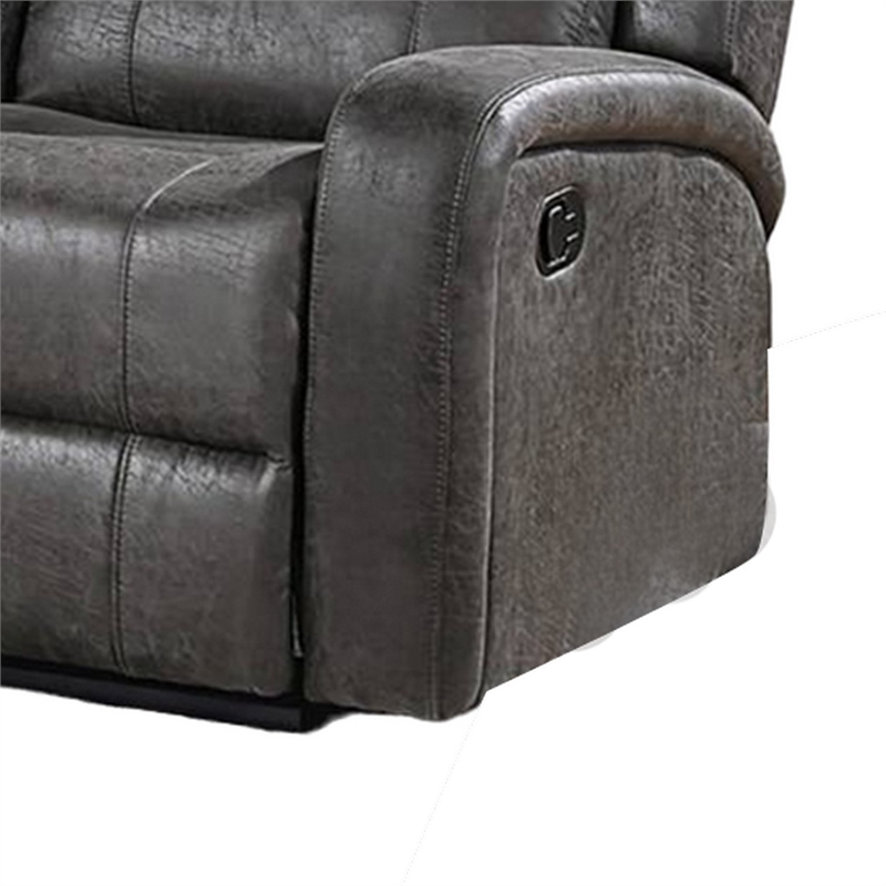 Charles Manual Recliner Loveseat- Smoke Gray Faux Leather- 55 Inch