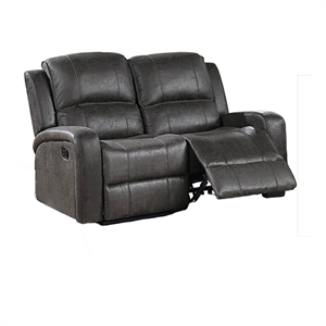 Charles Manual Recliner Loveseat- Smoke Gray Faux Leather- 55 Inch