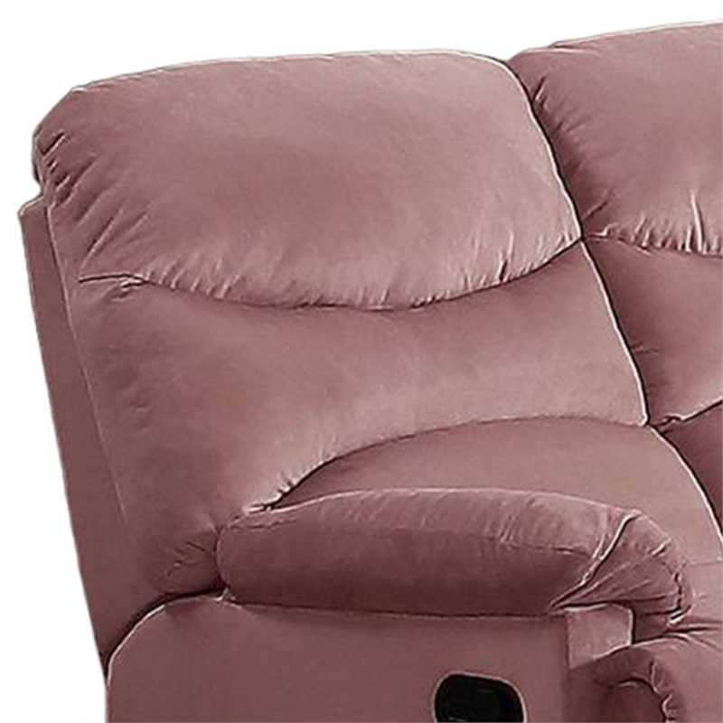 Karry Manual Recliner Loveseat- Blush Pink Velvet- Solid Wood- 53 Inch