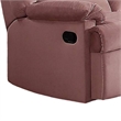 Karry Manual Recliner Loveseat- Blush Pink Velvet- Solid Wood- 53 Inch