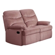Karry Manual Recliner Loveseat- Blush Pink Velvet- Solid Wood- 53 Inch