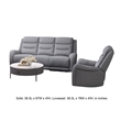 Clair 2 Piece Manual Reclining Sofa and Loveseat- Solid Wood- Gray Fabric