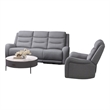 Clair 2 Piece Manual Reclining Sofa and Loveseat- Solid Wood- Gray Fabric