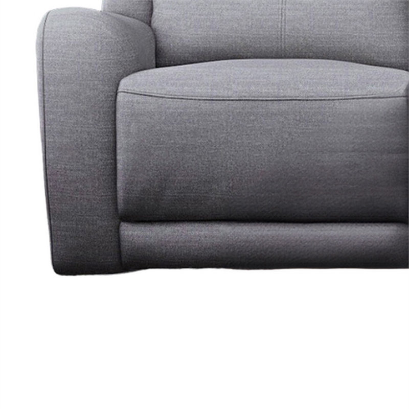 Clair Manual Recliner Sofa- Scroll Arms- 87 Inch- Solid Wood- Gray Fabric
