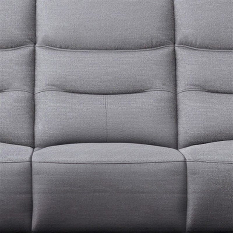 Clair Manual Recliner Sofa- Scroll Arms- 87 Inch- Solid Wood- Gray Fabric