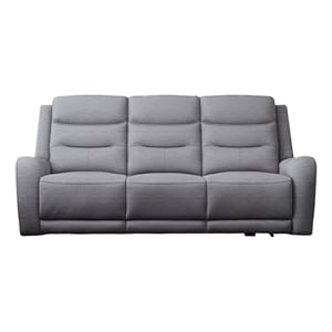 Clair Manual Recliner Sofa- Scroll Arms- 87 Inch- Solid Wood- Gray Fabric
