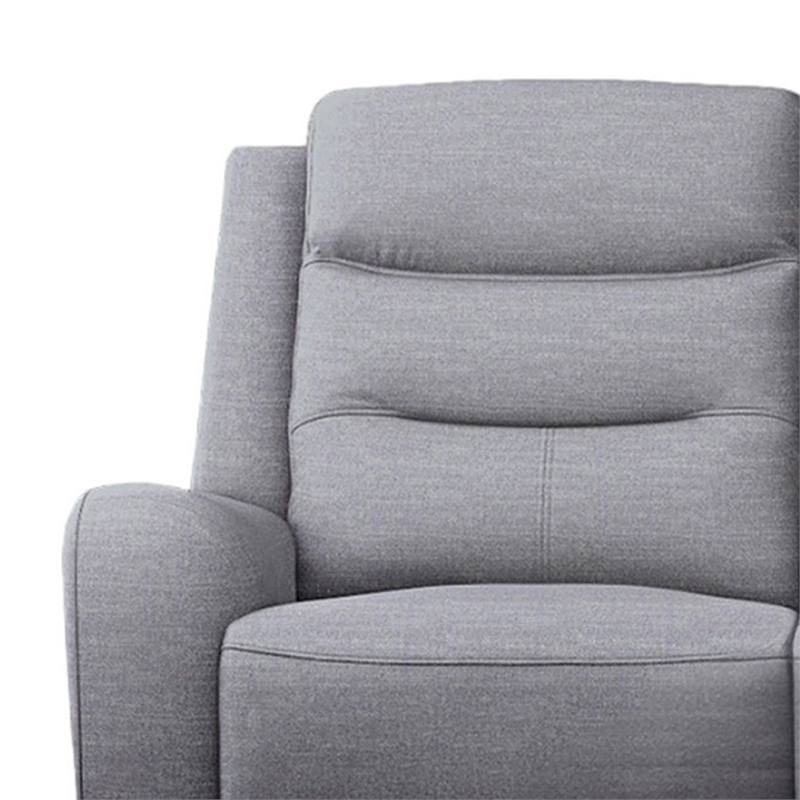 Clair Manual Recliner Sofa- Scroll Arms- 87 Inch- Solid Wood- Gray Fabric