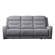 Clair Manual Recliner Sofa- Scroll Arms- 87 Inch- Solid Wood- Gray Fabric