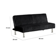 Hini Fold Out Futon Sofa Bed- Rich Black- Modern Chrome Metal Legs
