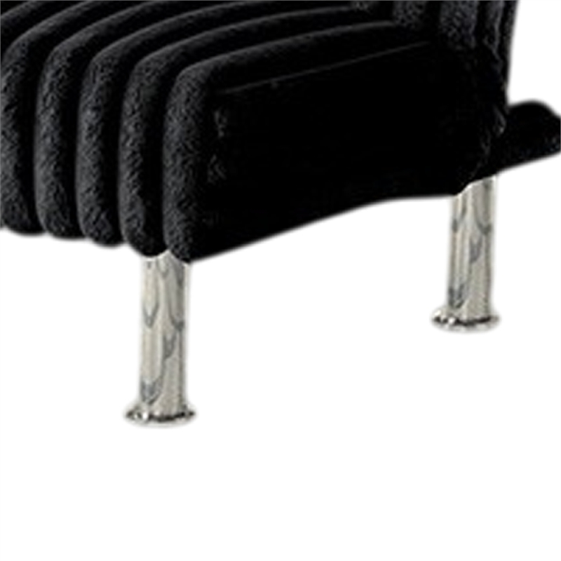 Hini Fold Out Futon Sofa Bed- Rich Black- Modern Chrome Metal Legs