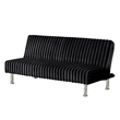 Hini Fold Out Futon Sofa Bed- Rich Black- Modern Chrome Metal Legs