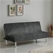 Hini Fold Out Futon Sofa Bed- Dark Gray- Modern Chrome Metal Legs