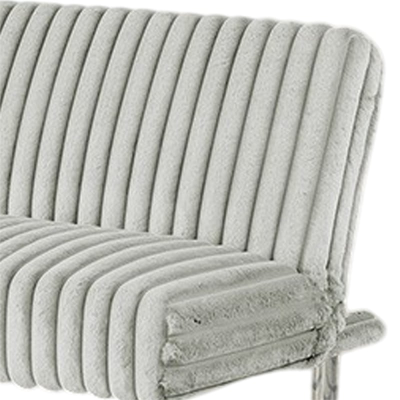 Hini Fold Out Futon Sofa Bed- Light Gray- Modern Chrome Metal Legs
