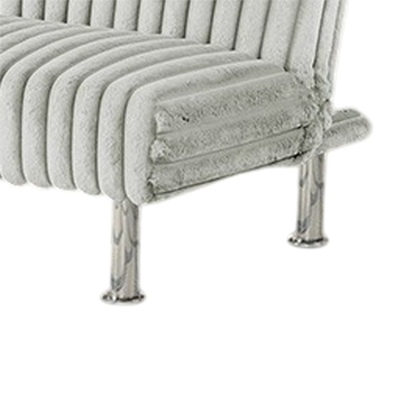 Hini Fold Out Futon Sofa Bed- Light Gray- Modern Chrome Metal Legs