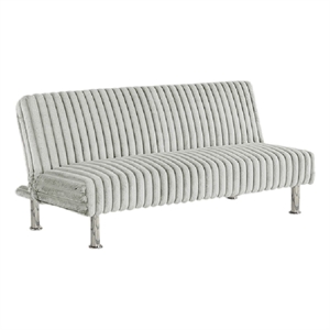 Hini Fold Out Futon Sofa Bed- Light Gray- Modern Chrome Metal Legs