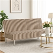 Hini Fold Out Futon Sofa Bed- Taupe Brown- Modern Chrome Metal Legs