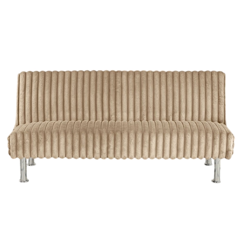 Hini Fold Out Futon Sofa Bed- Taupe Brown- Modern Chrome Metal Legs