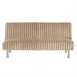 Hini Fold Out Futon Sofa Bed- Taupe Brown- Modern Chrome Metal Legs