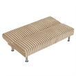 Hini Fold Out Futon Sofa Bed- Taupe Brown- Modern Chrome Metal Legs