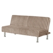 Hini Fold Out Futon Sofa Bed- Taupe Brown- Modern Chrome Metal Legs