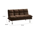 Sar Fold Out Futon Sofa Bed- Tufted Dark Brown Microfiber- Chrome Legs