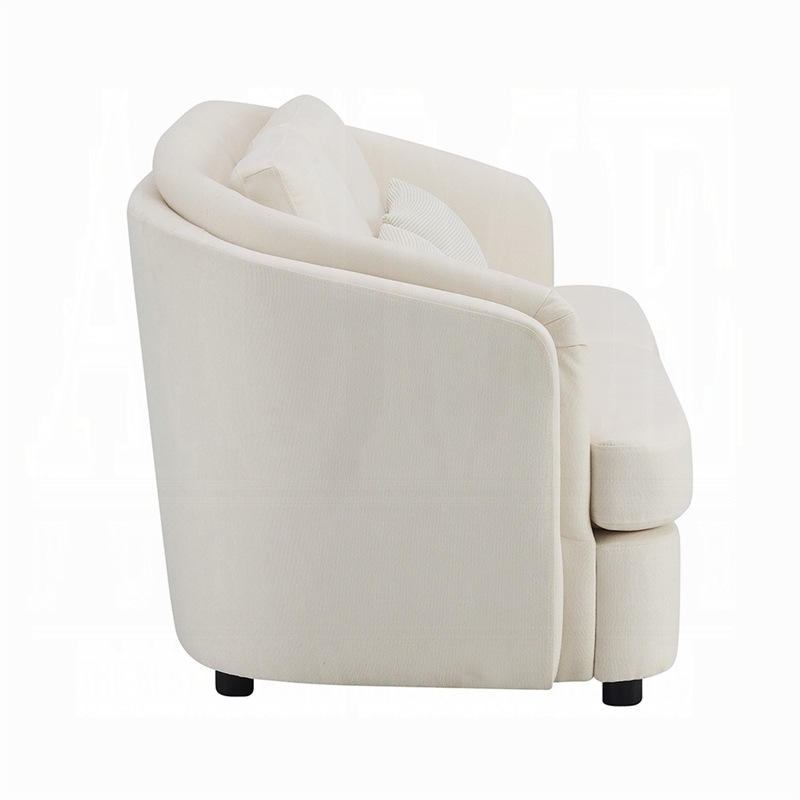 Riku Loveseat- 2 Lumbar Pillows- 69 Inch- Beige Linen- Modern Shape
