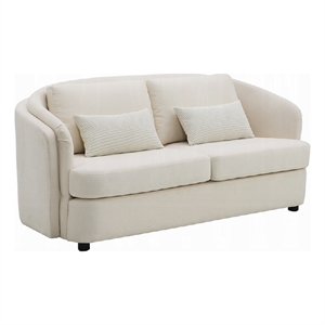 Riku Loveseat- 2 Lumbar Pillows- 69 Inch- Beige Linen- Modern Shape