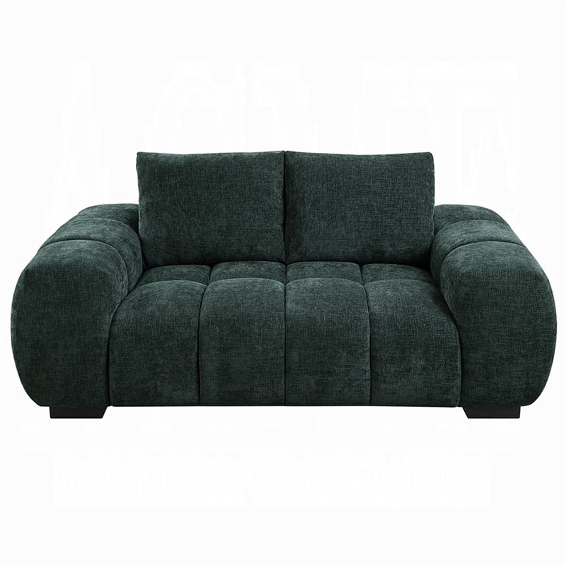 Errand Loveseat- Dark Green Chenille- Foam Cushions- Pine Wood 74 Inch