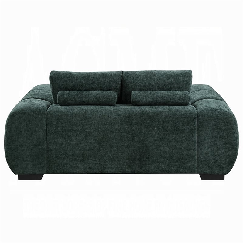 Errand Loveseat- Dark Green Chenille- Foam Cushions- Pine Wood 74 Inch