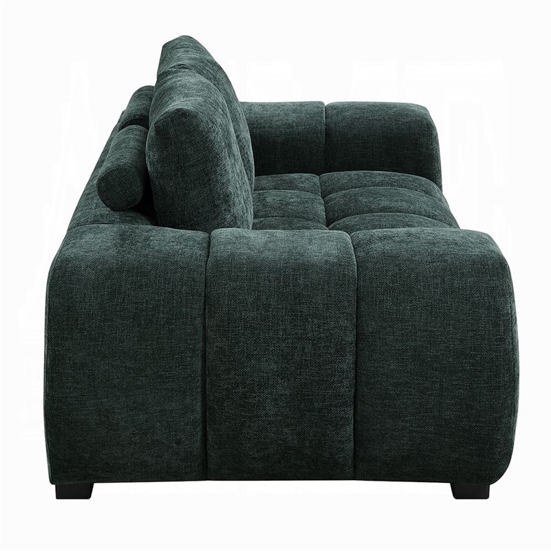 Errand Loveseat- Dark Green Chenille- Foam Cushions- Pine Wood 74 Inch
