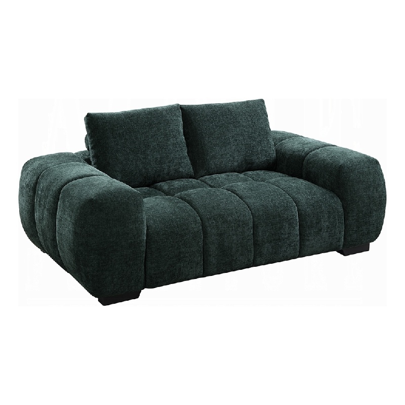 Errand Loveseat- Dark Green Chenille- Foam Cushions- Pine Wood 74 Inch